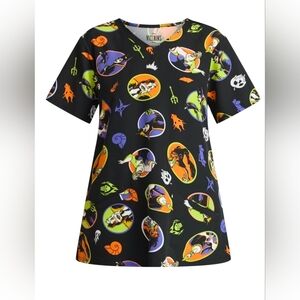 Disney NEW Villains Scrub Top Ursula Maleficent Evil Queen Stretch - Size Small